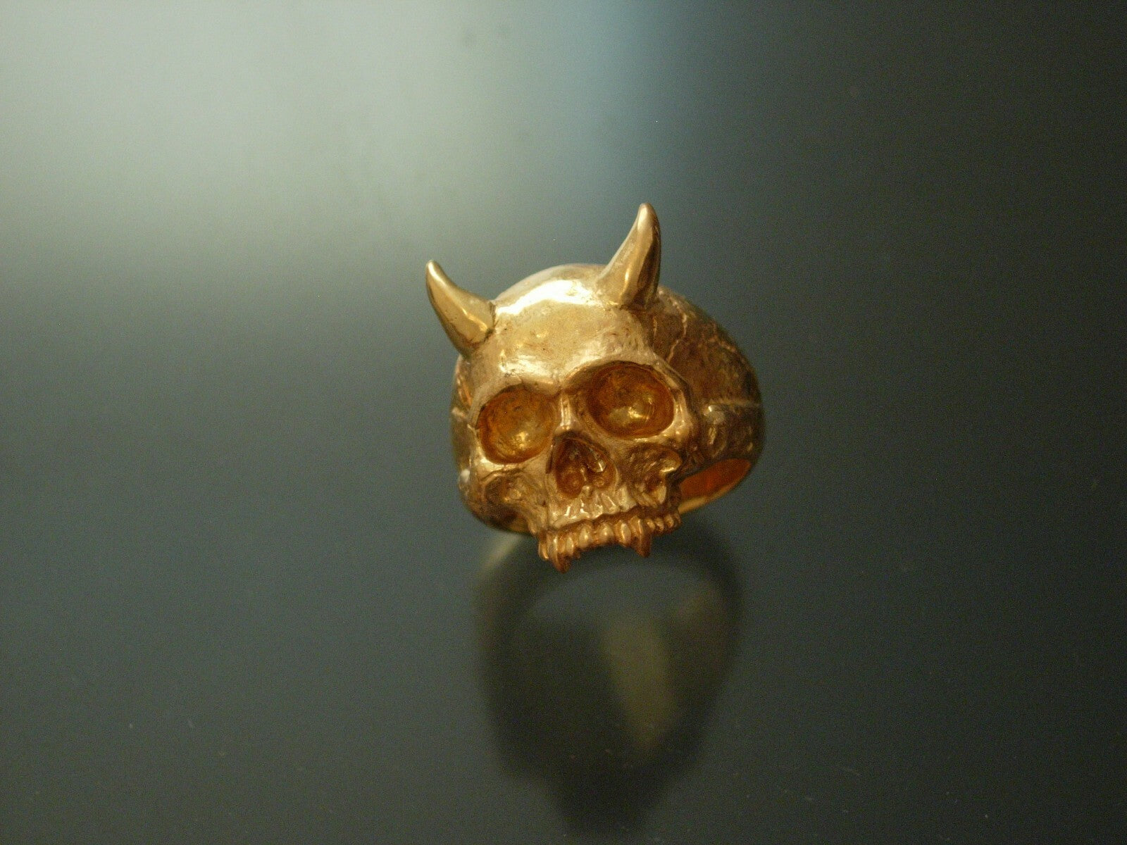 SPECIAL REQUEST DEVIL RING SKULL RING IN BRONZE.