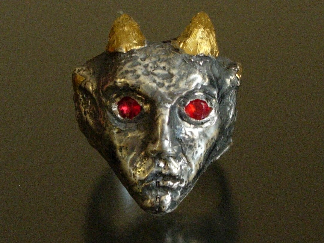  Sterling silver Pan ring devil ring 925 24k Gold Handmade LTD  Gold .999