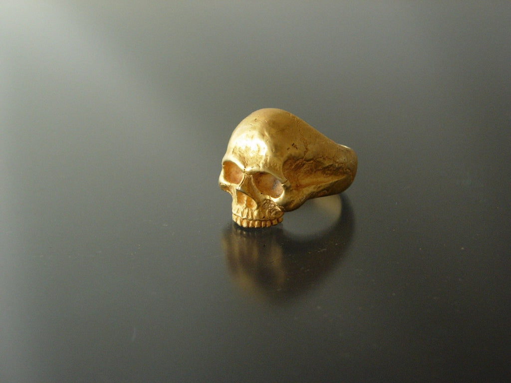 Bronze Skull ring biker masonic skull ring handmade heavy solid bronze alloy