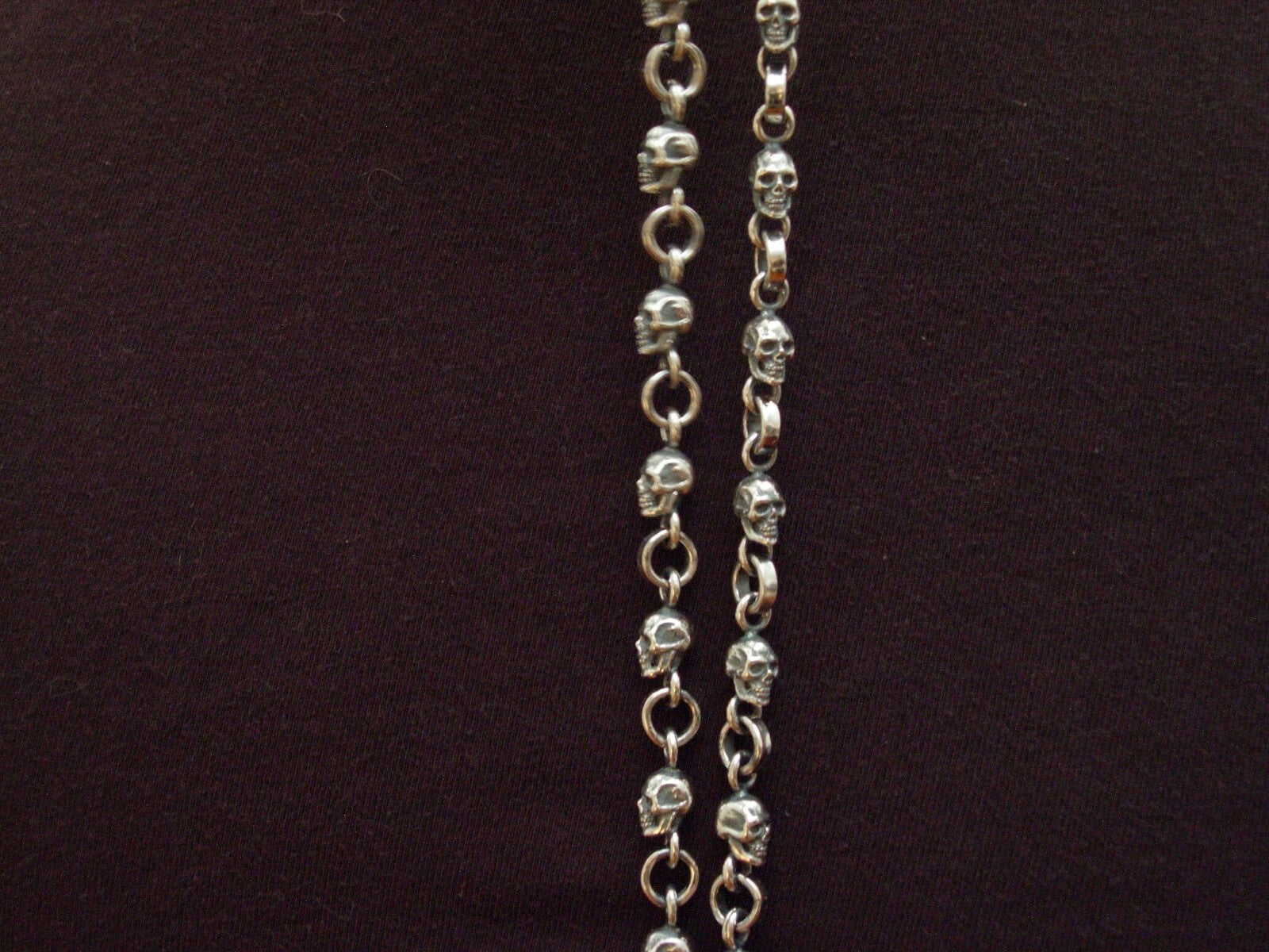 STERLING SILVER SKULL NECKLACE   HEAVY SILVER NECKLACE HANDMADE USA 925 .