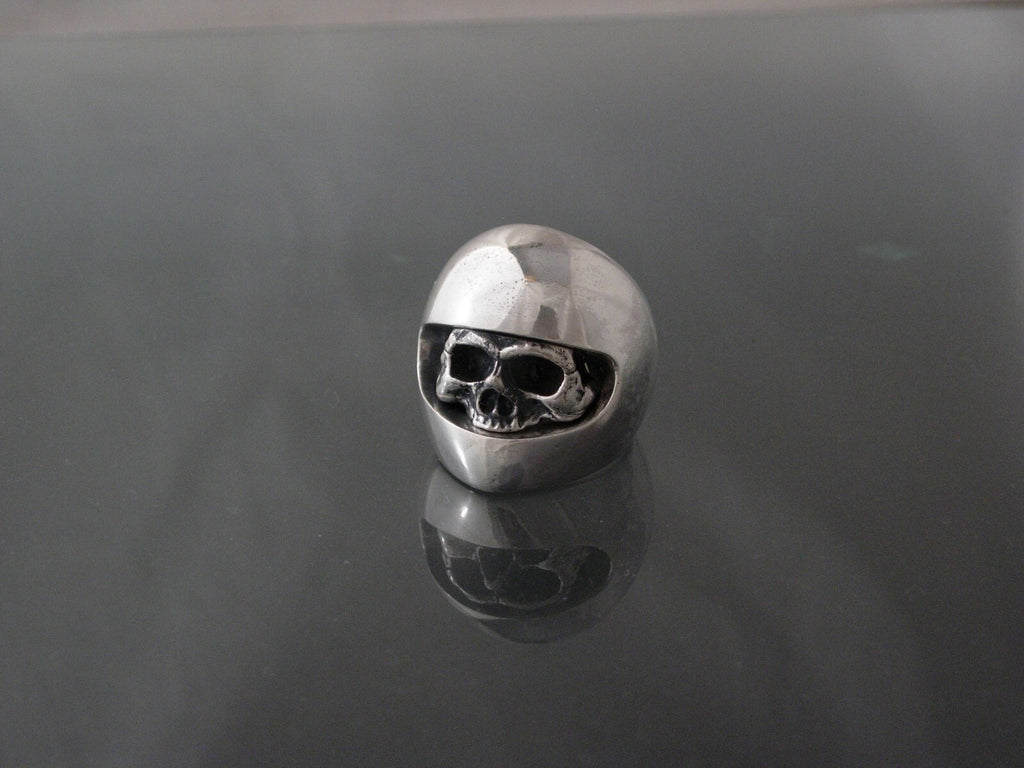 MOTORCYCLE SKULL RING 925 handmade USA