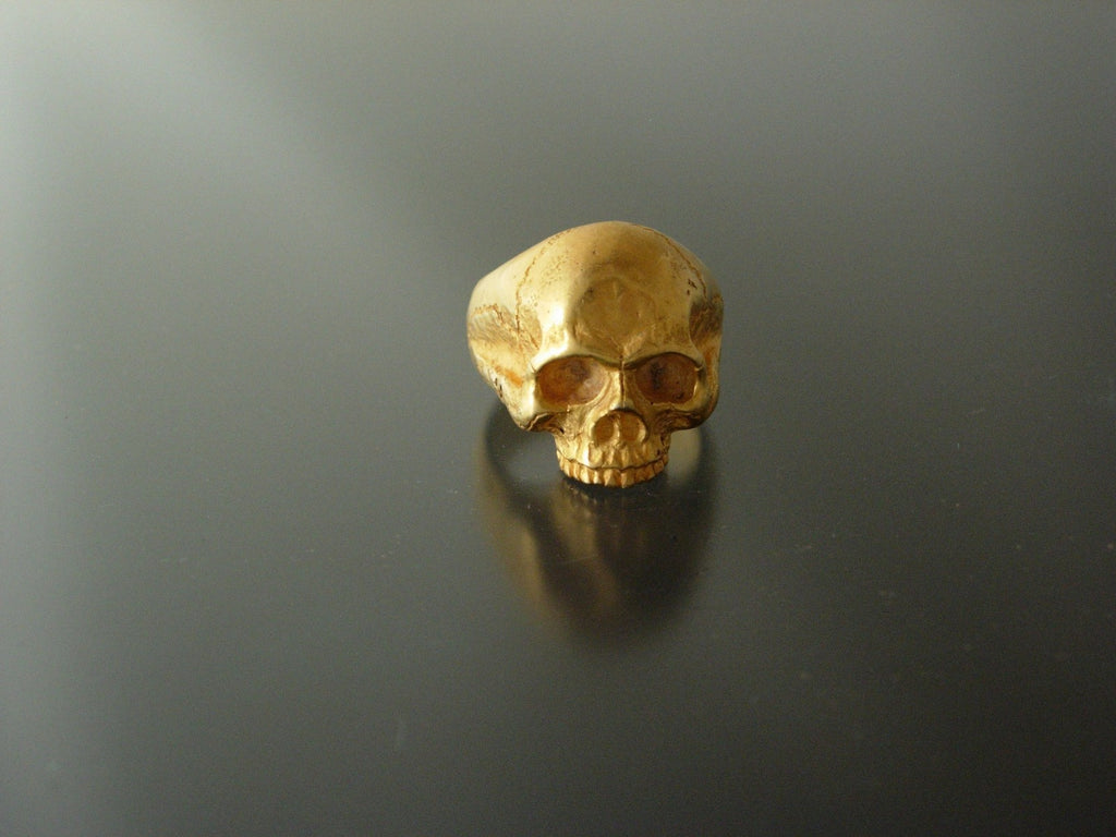 Bronze Skull ring biker masonic skull ring handmade heavy solid bronze alloy