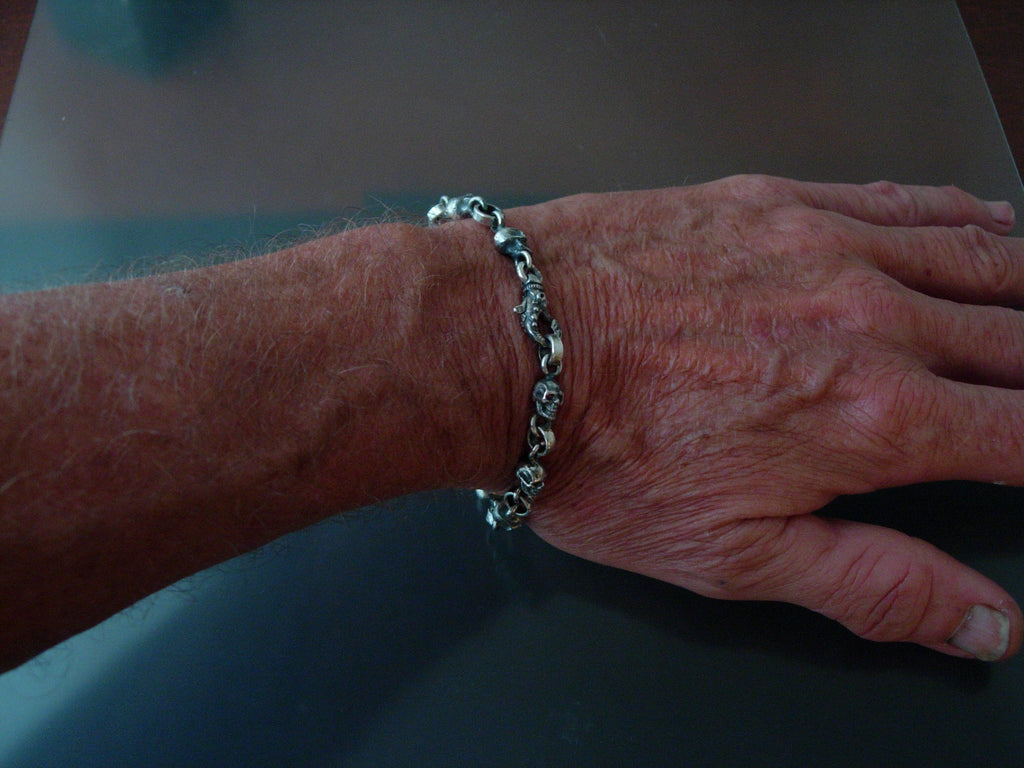STERLING SILVER SKULL BRACELET.925