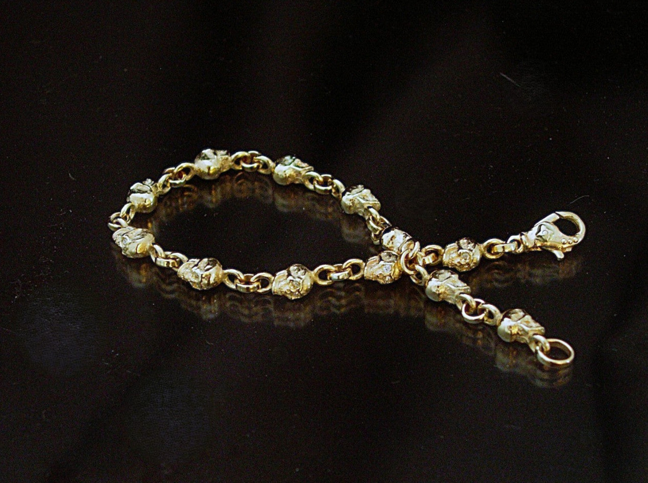 10k GOLD SKULL BRACELET  SOLID 10K GOLD 7.5 INCH