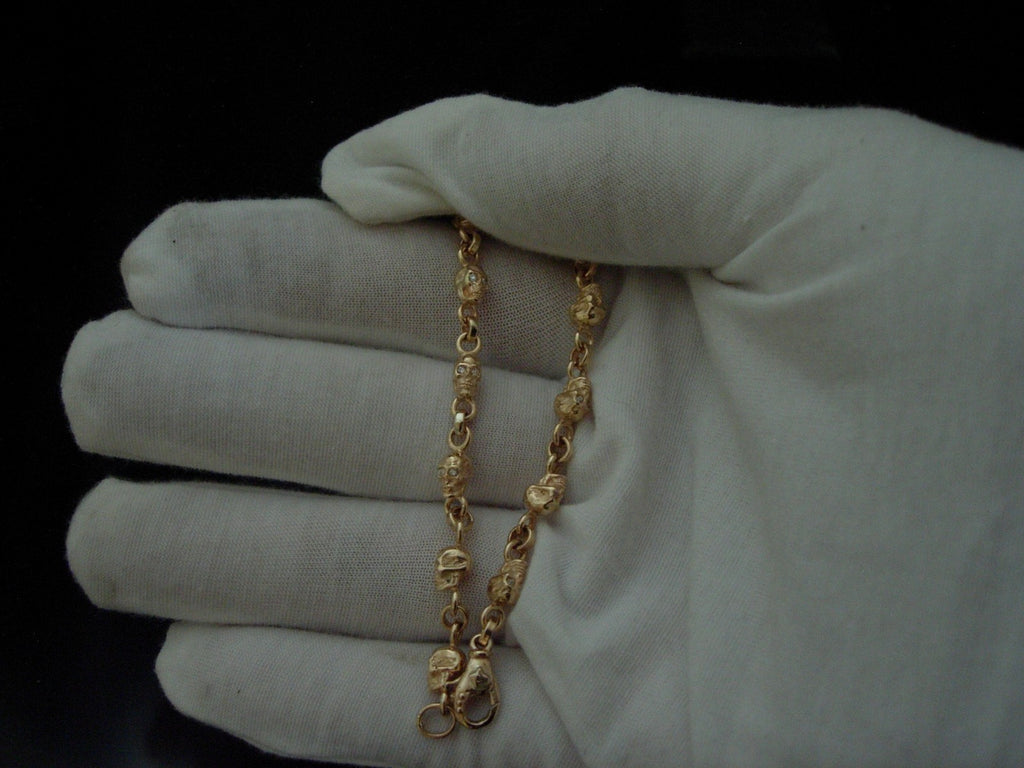 10k GOLD SKULL BRACELET  SOLID 10K GOLD 7.5 INCH