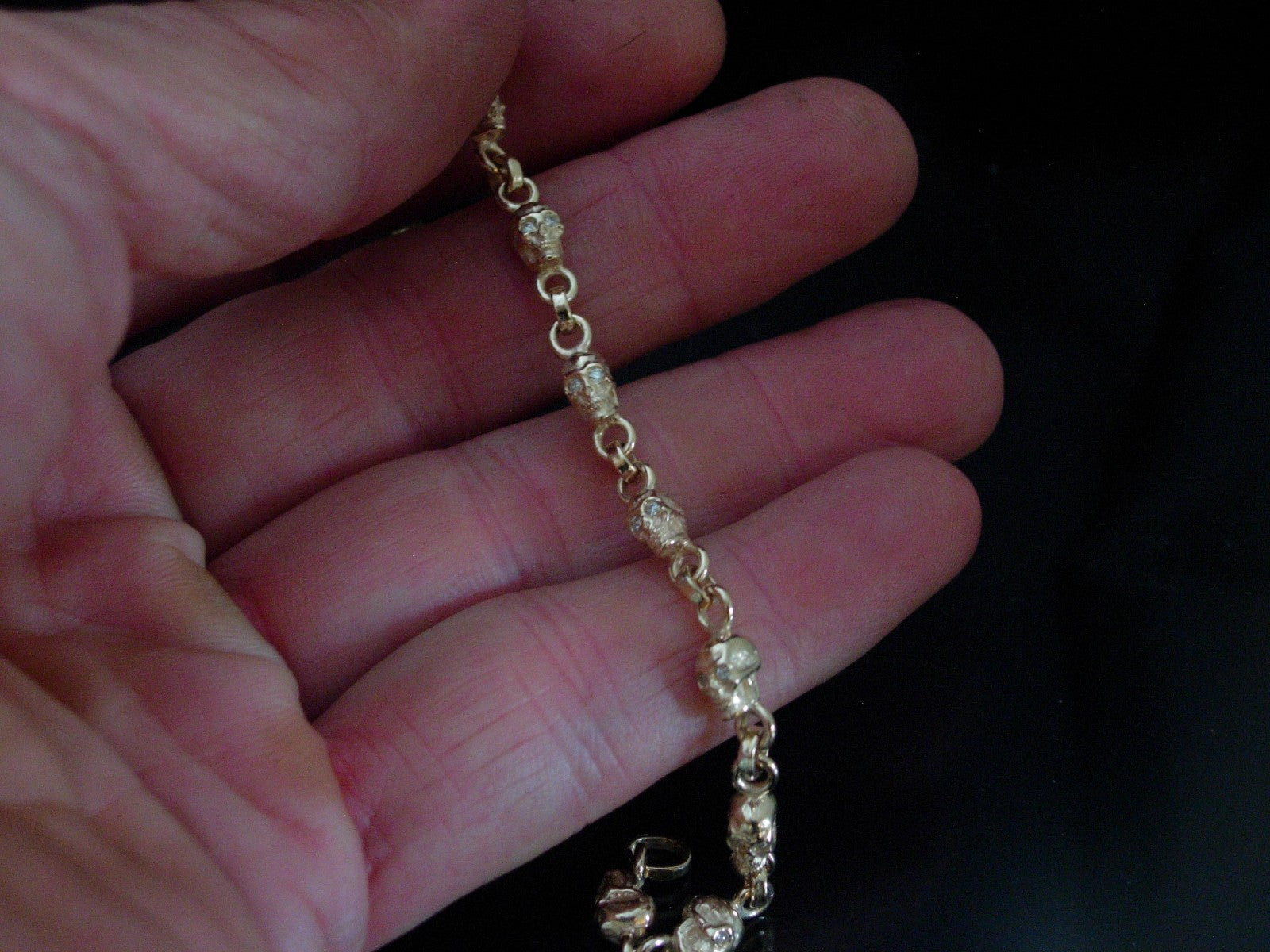 10k GOLD SKULL BRACELET  SOLID 10K GOLD 7.5 INCH
