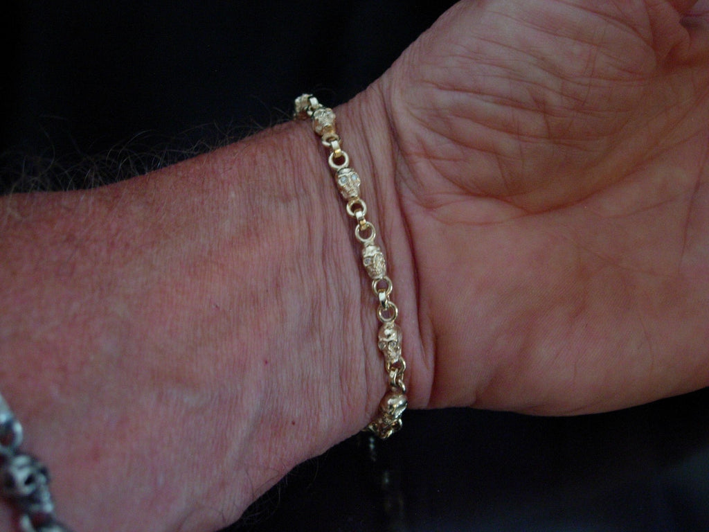 10k GOLD SKULL BRACELET  SOLID 10K GOLD 7.5 INCH