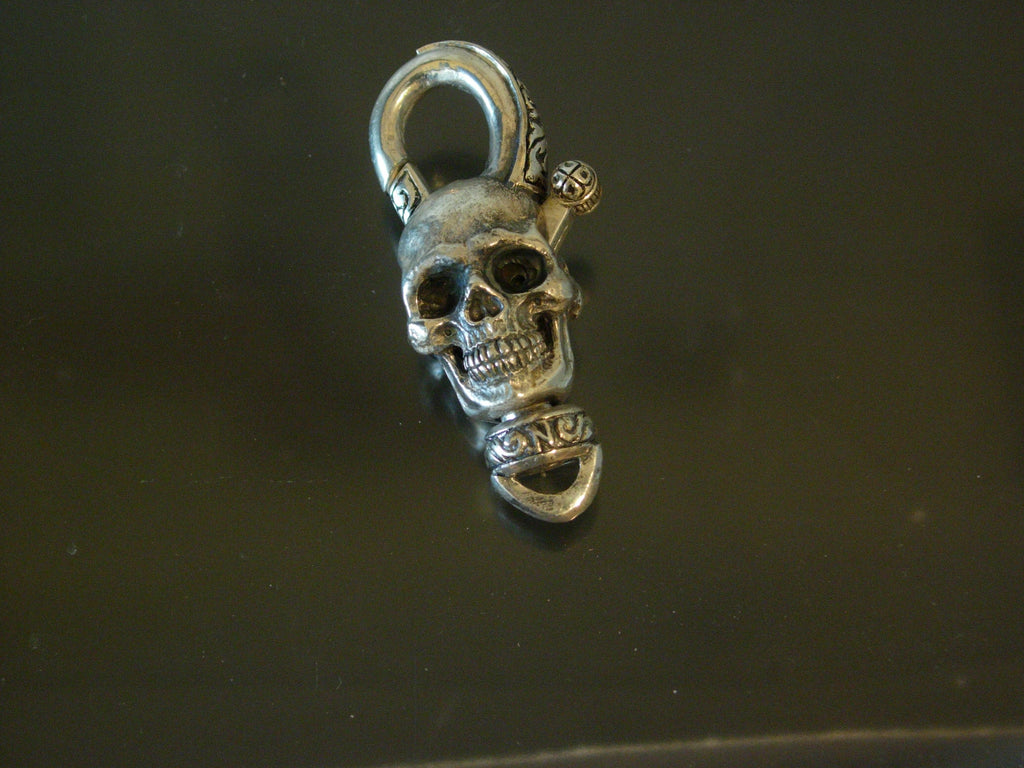 Sterling silver skull key ring