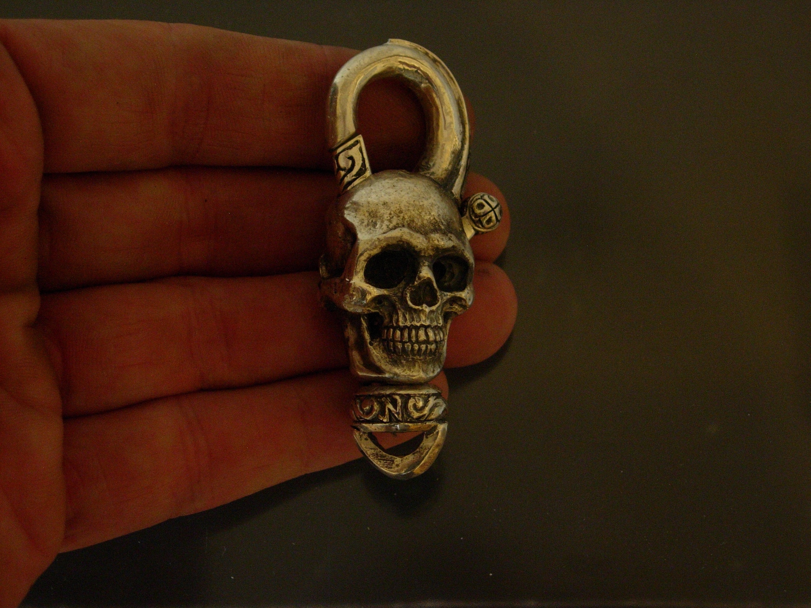 Sterling silver skull key ring